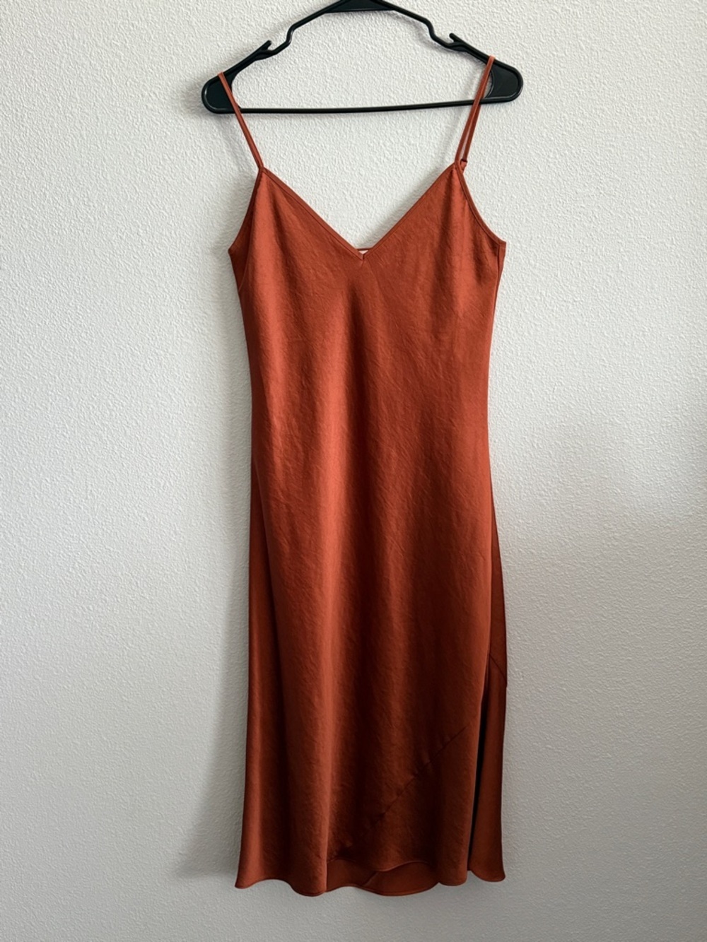 Wilfred Slip Dress Satin Rustic Brown Midi Spaghetti Strap Size S